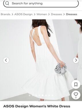 ASOS White Backless Tie-Back Midi Dress